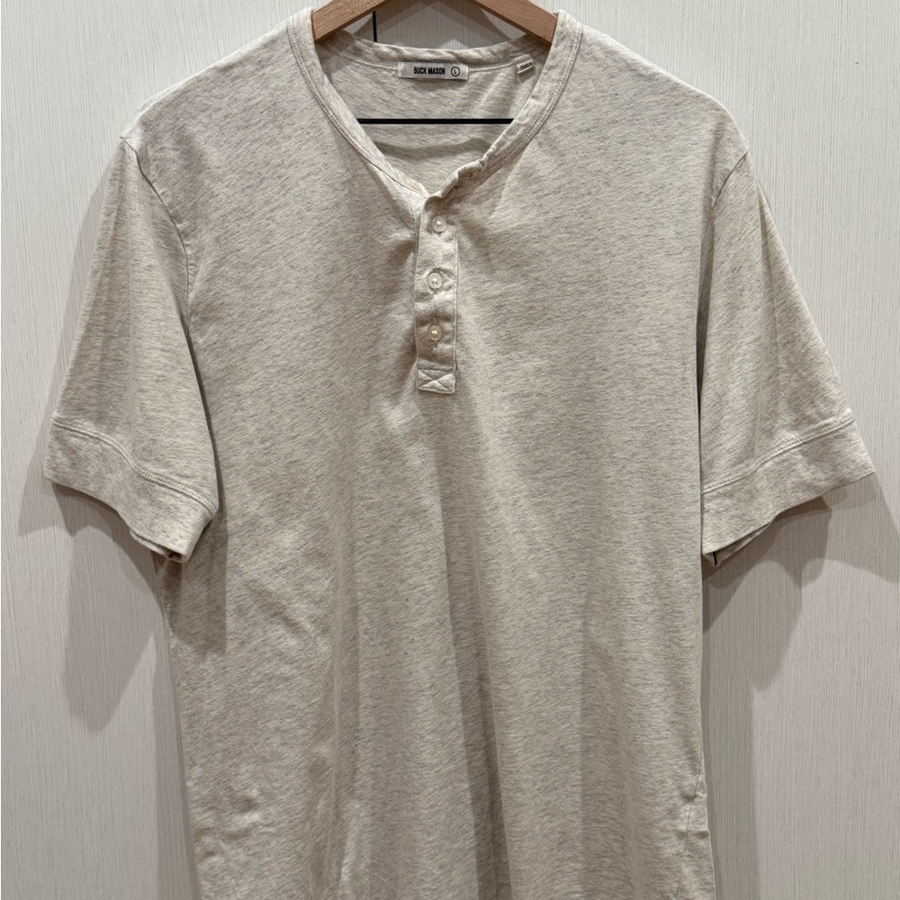 Men’s Buck Mason Pima Short Sleeve Curved Hem Henley